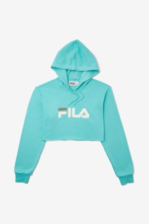 FILA Lalage Cropped Hoodies Blue / Turquoise / White,Womens Clothing | CA.JNFKAU032